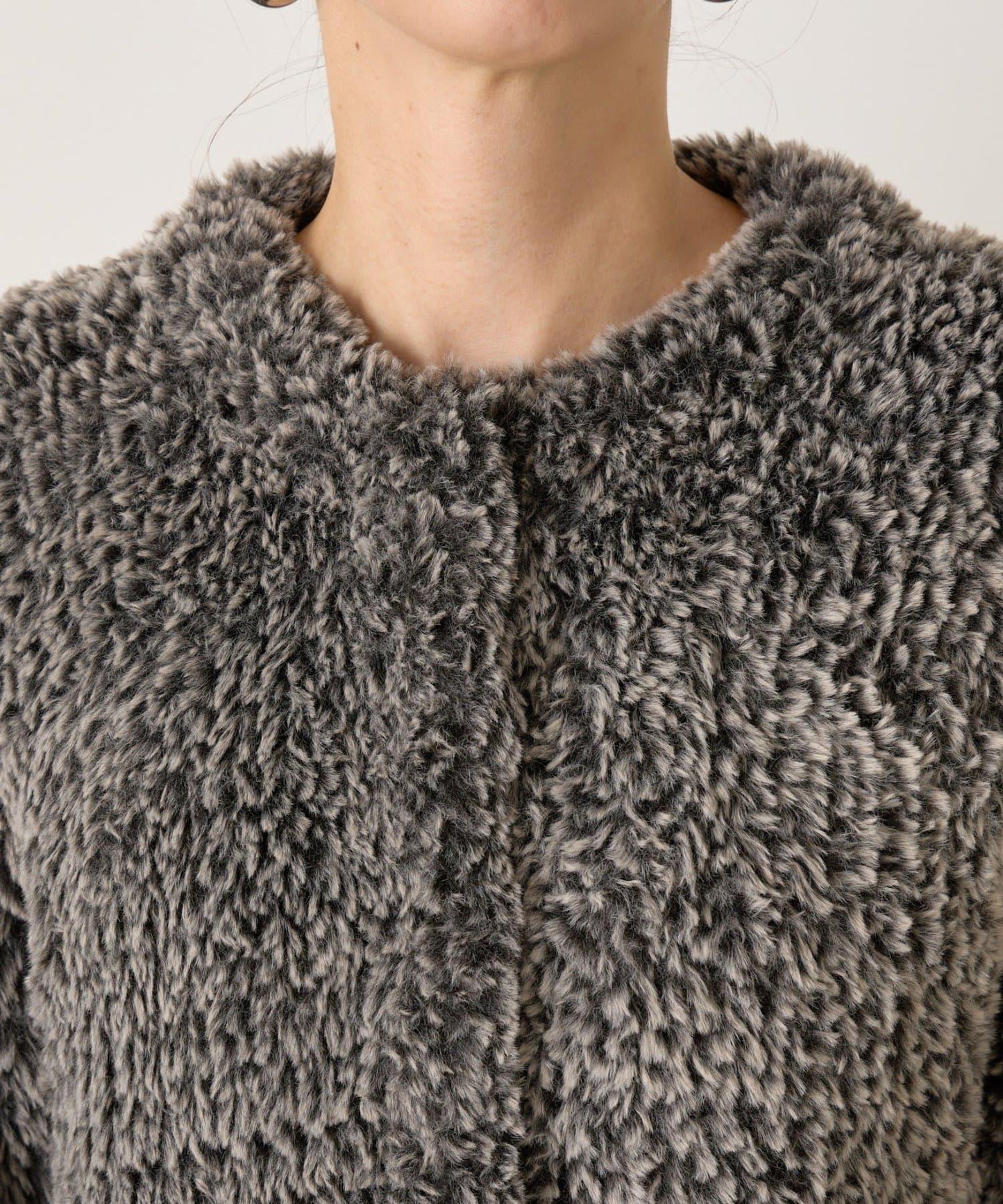 仿毛針織短款夾克