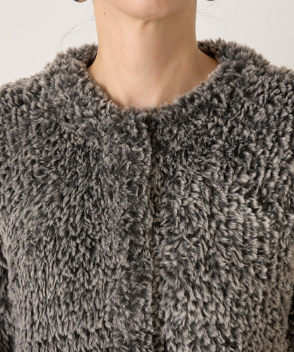 仿毛針織短款夾克