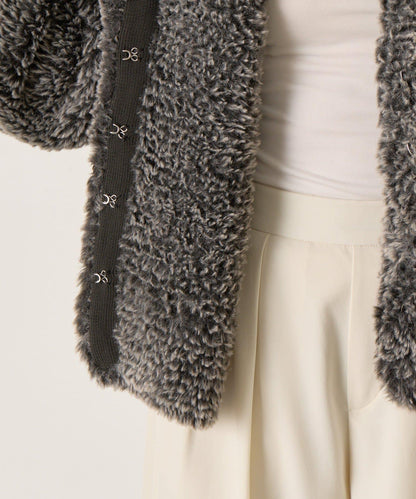 仿毛針織短款夾克