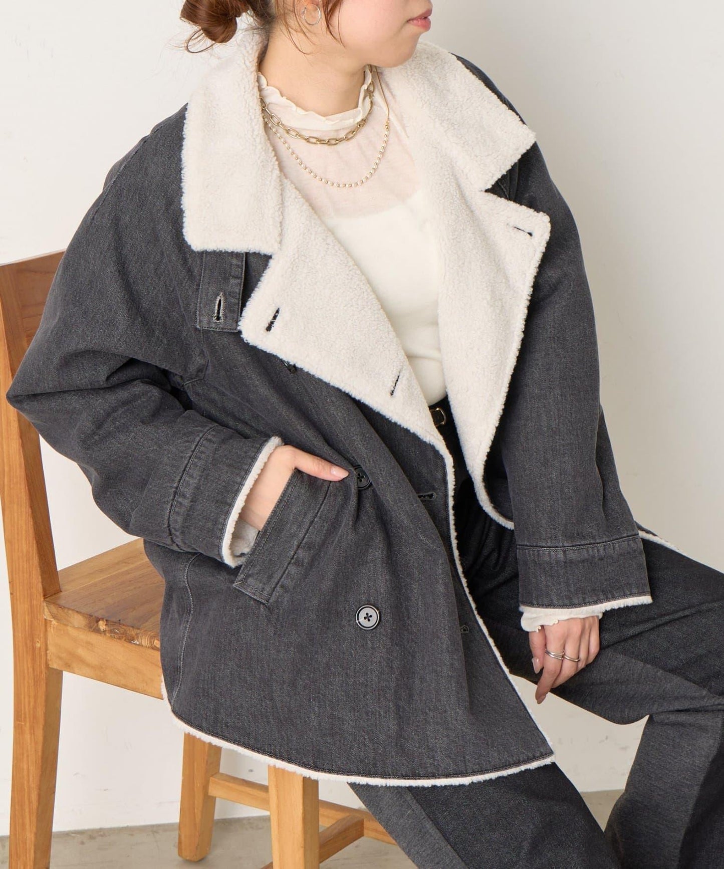 牛仔羊羔絨大衣