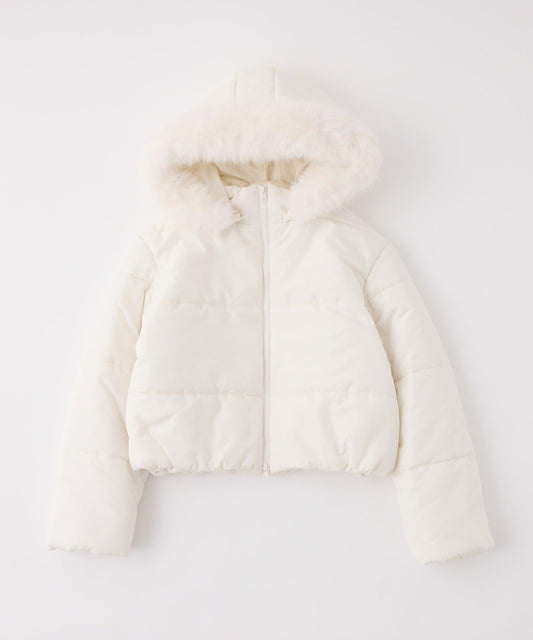 帶毛領短款仿羽絨服