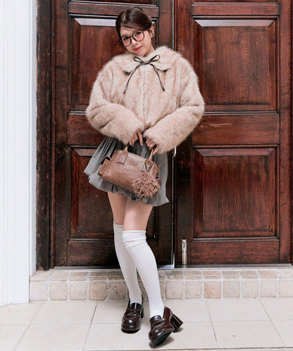 帶蝴蝶結毛絨套頭衫