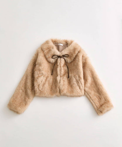 帶蝴蝶結毛絨套頭衫