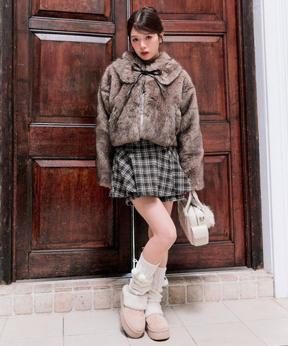 帶蝴蝶結毛絨套頭衫