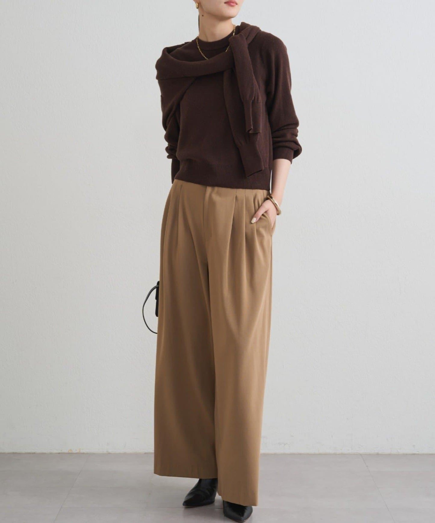 【限時優惠券適用】TR3褶皺寬鬆長褲