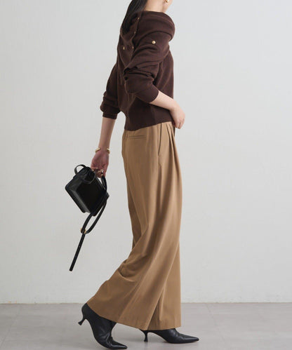 【限時優惠券適用】TR3褶皺寬鬆長褲