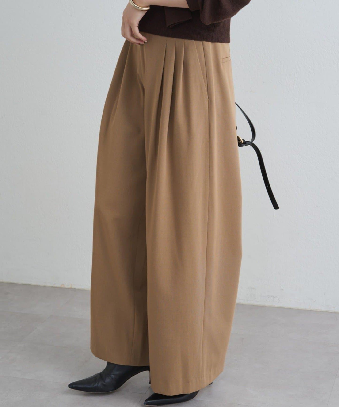 【限時優惠券適用】TR3褶皺寬鬆長褲