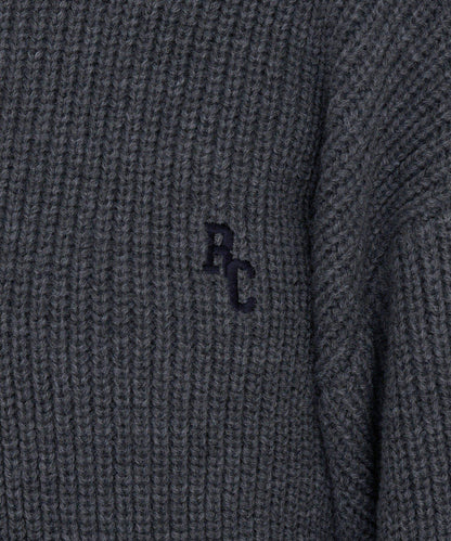 立領胸部刺繡針織衫