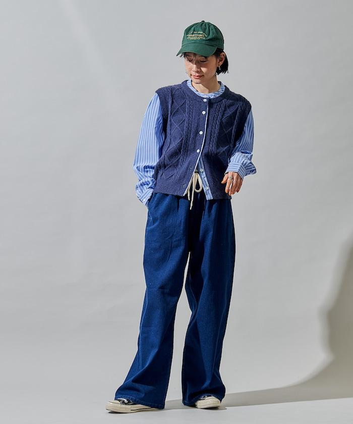 ＜有小個子尺碼＞加絨水洗牛仔休閒褲