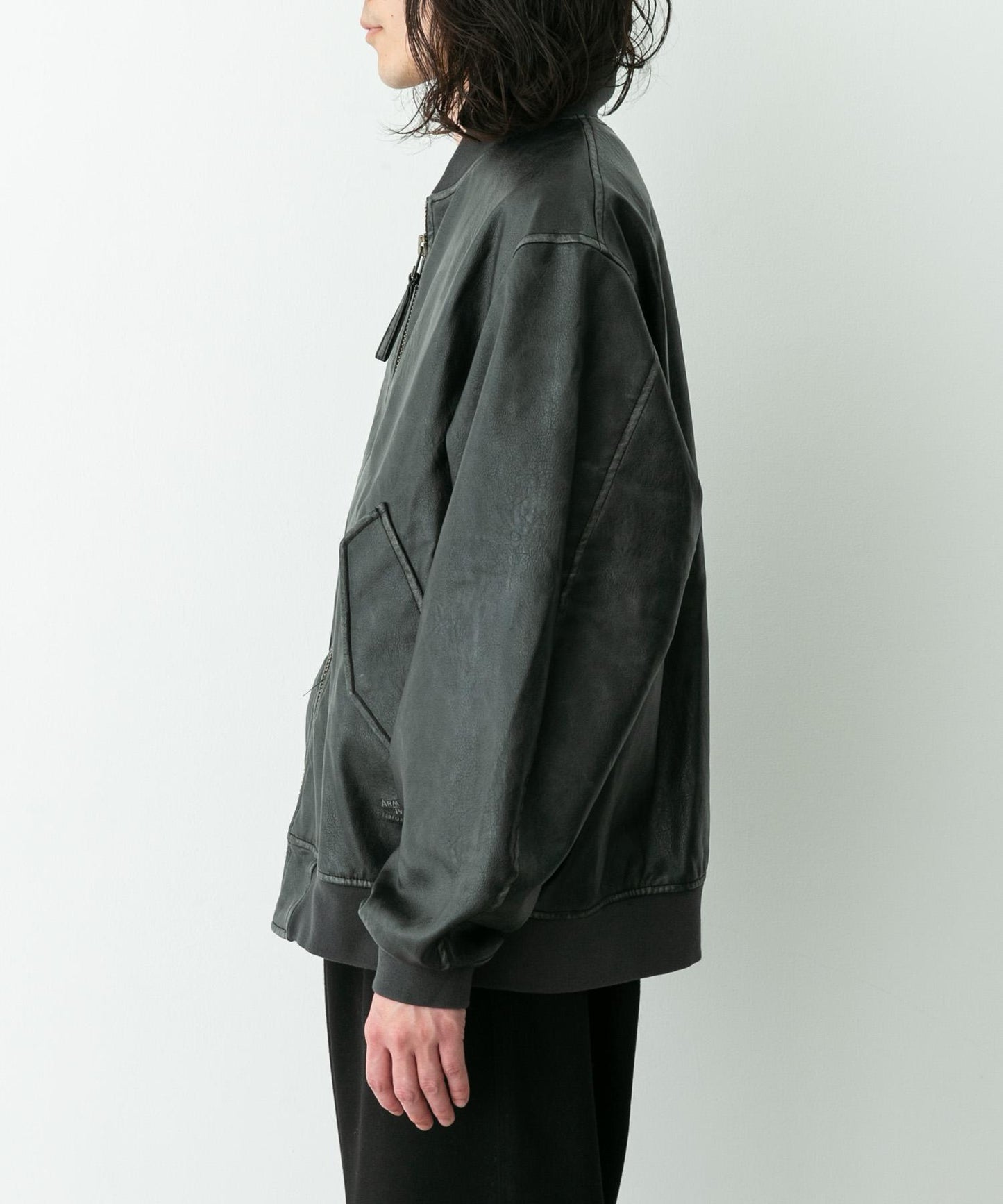 ARMY TWILL 仿皮革短夾克