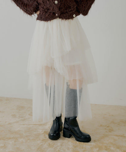 隨機網紗拼接傘裙