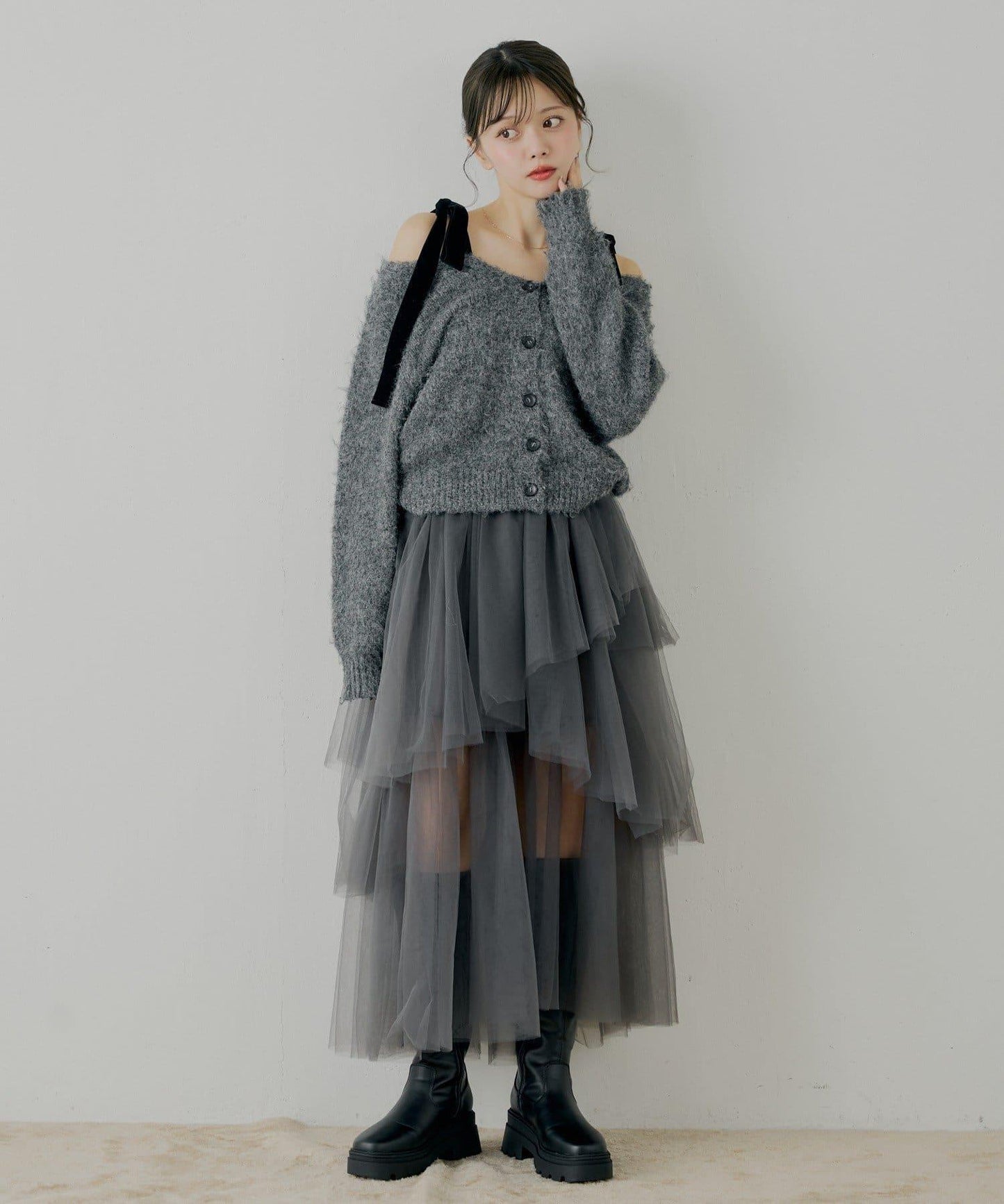 隨機網紗拼接傘裙