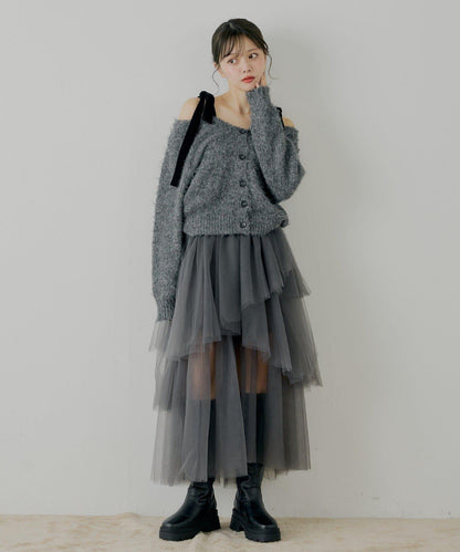 隨機網紗拼接傘裙