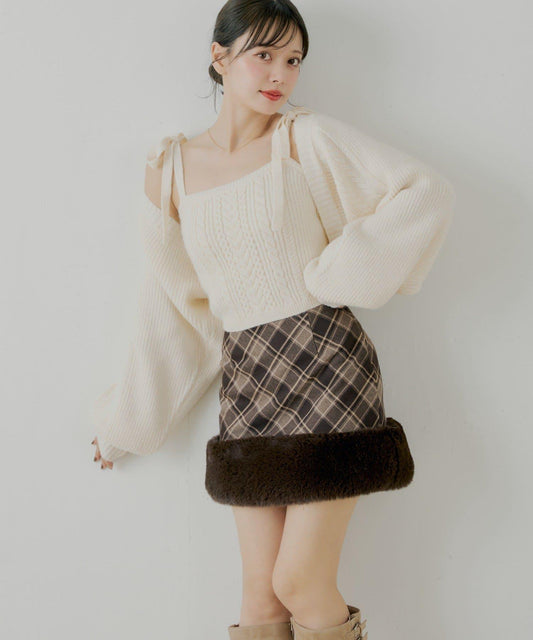 下襬毛絨緊身迷你裙