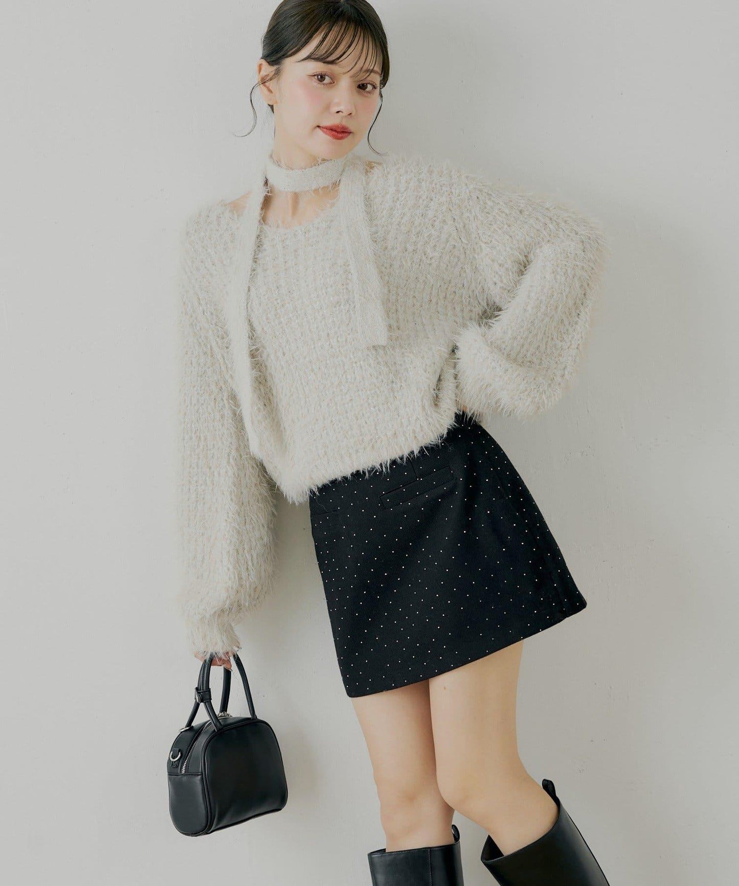 鑲鑽梯形修身迷你裙