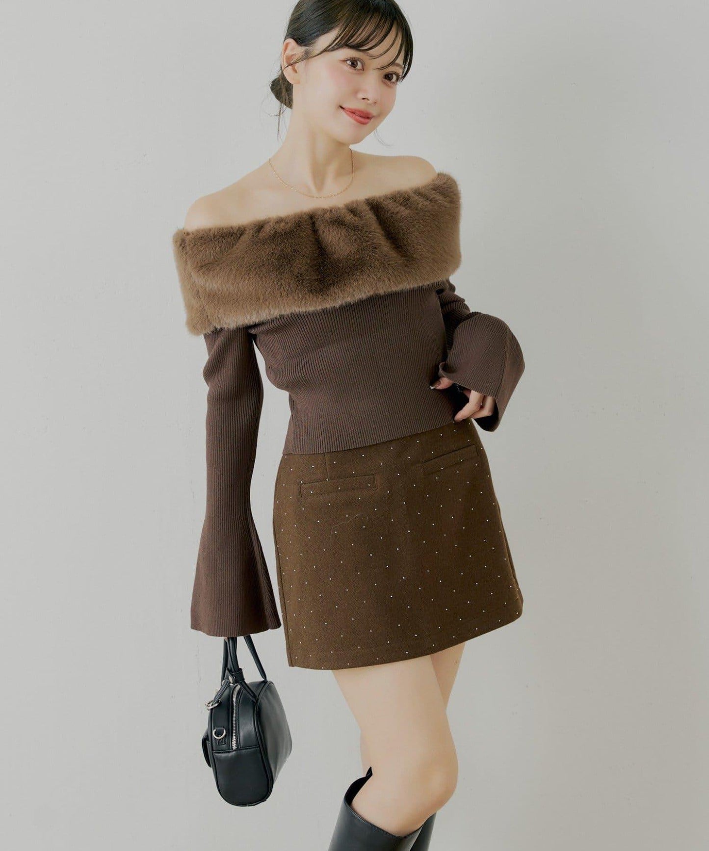 鑲鑽梯形修身迷你裙