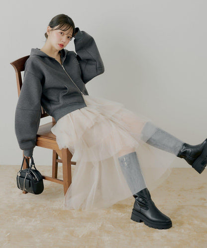 隨機網紗拼接傘裙