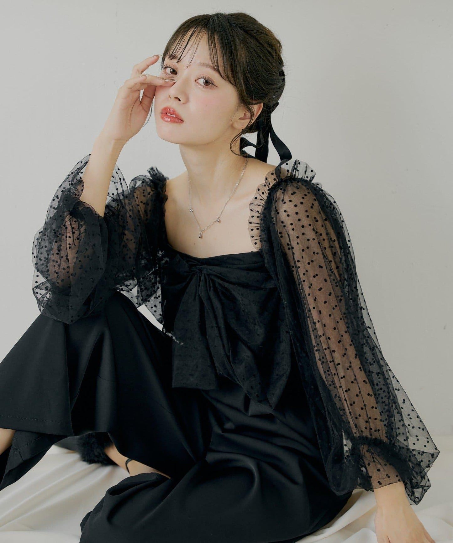 前綁帶拼接連體褲【SALON by Chico】