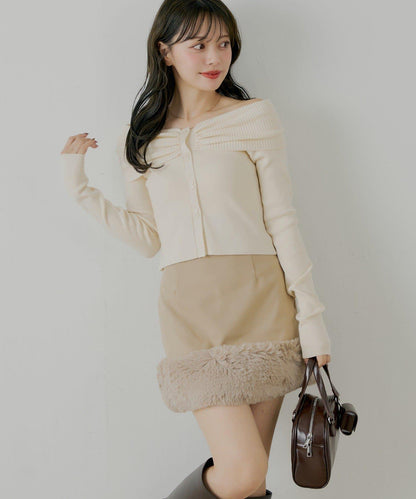 下襬毛絨緊身迷你裙