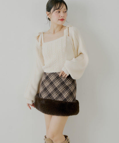 下襬毛絨緊身迷你裙