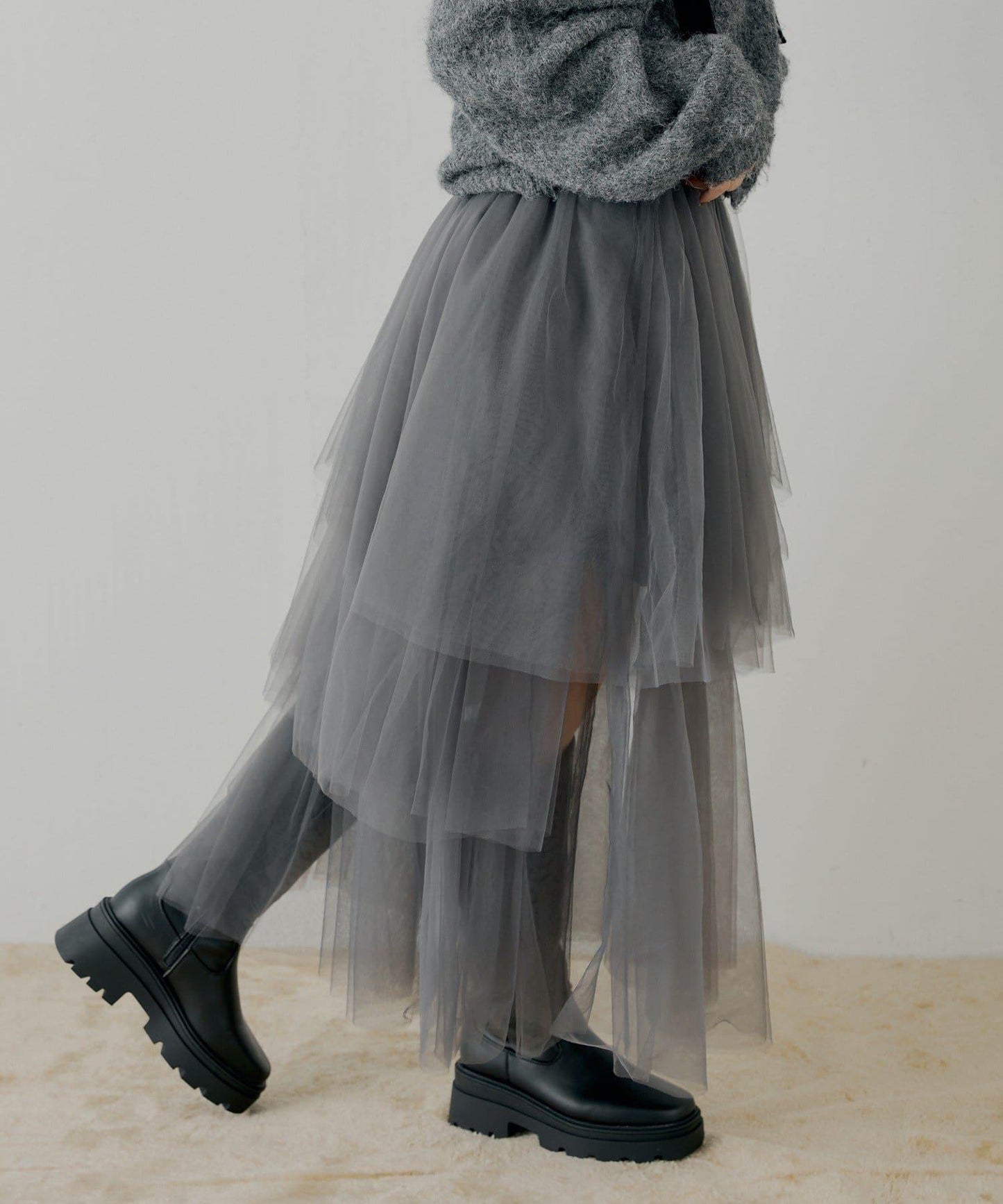 隨機網紗拼接傘裙