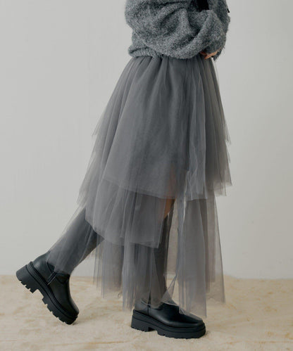 隨機網紗拼接傘裙