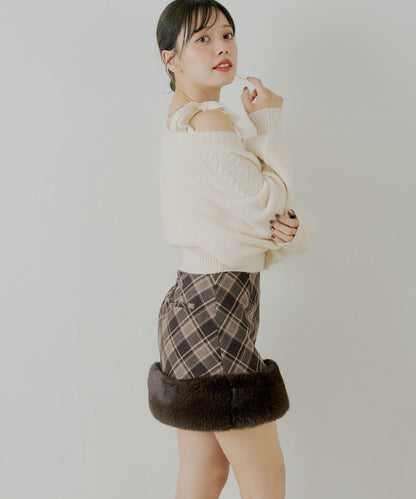 下襬毛絨緊身迷你裙