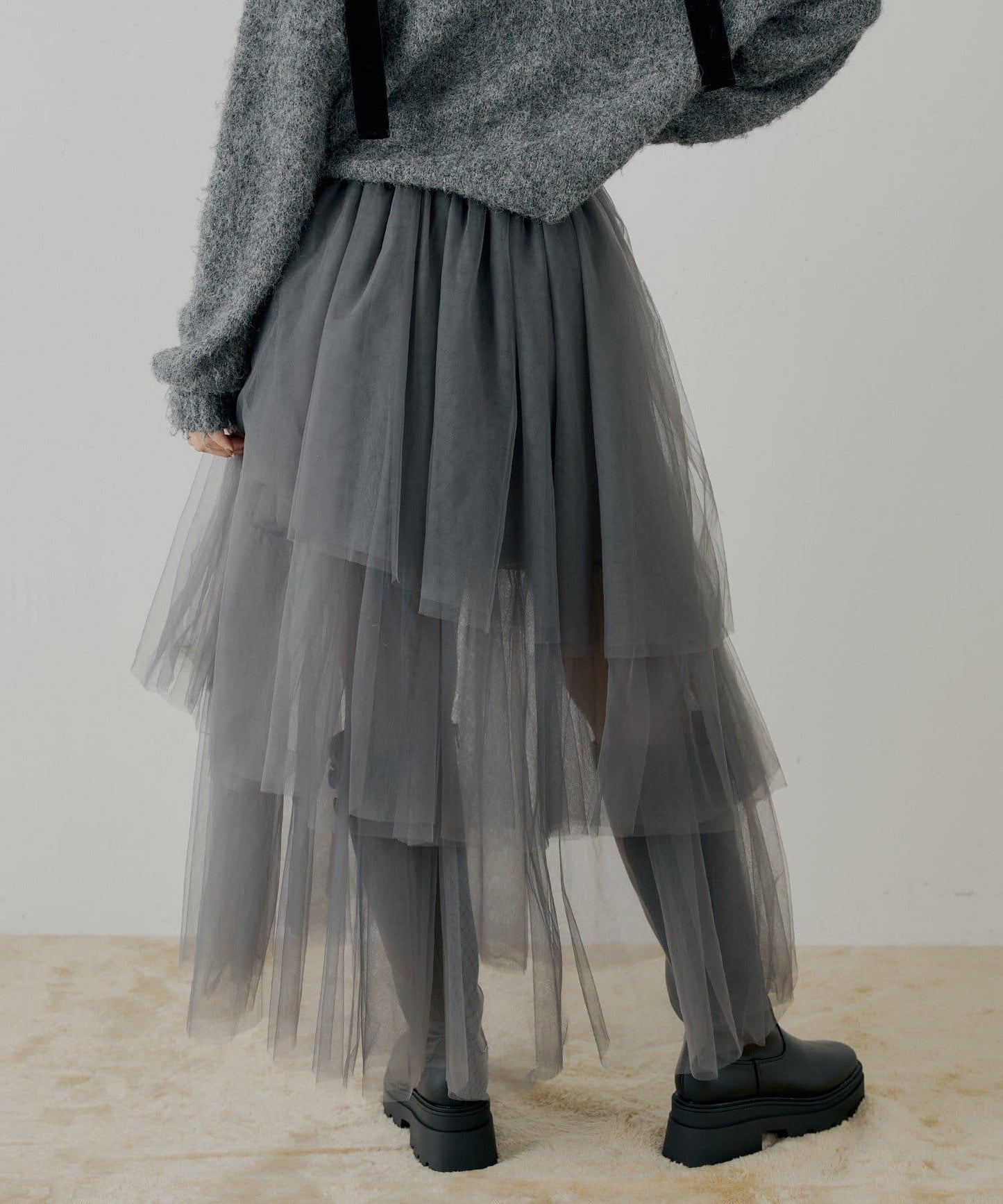 隨機網紗拼接傘裙