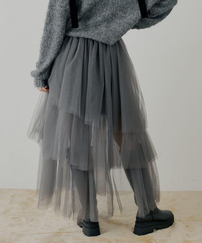 隨機網紗拼接傘裙