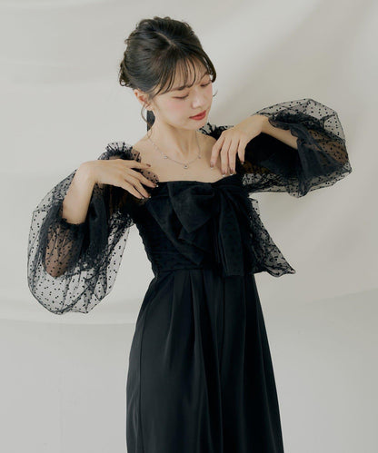 前綁帶拼接連體褲【SALON by Chico】