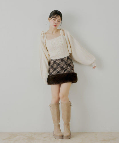 下襬毛絨緊身迷你裙