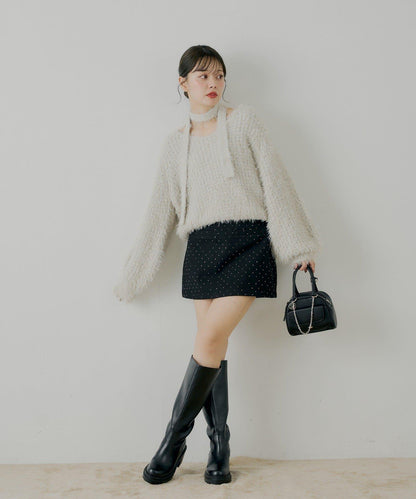 鑲鑽梯形修身迷你裙