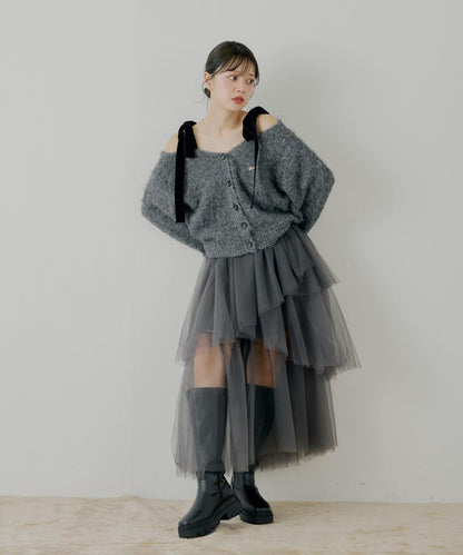 隨機網紗拼接傘裙