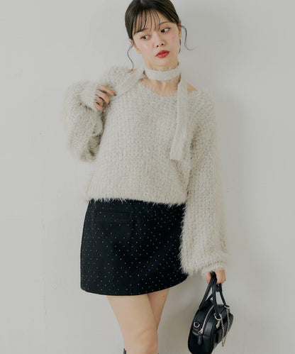 鑲鑽梯形修身迷你裙