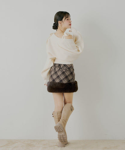 下襬毛絨緊身迷你裙