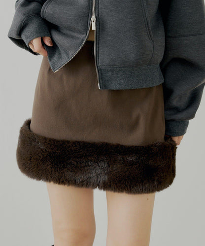 下襬毛絨緊身迷你裙