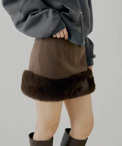 下襬毛絨緊身迷你裙