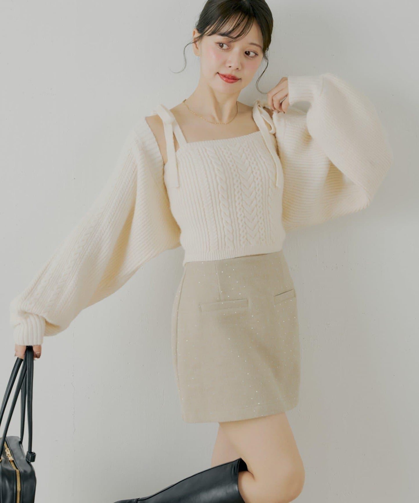 鑲鑽梯形修身迷你裙