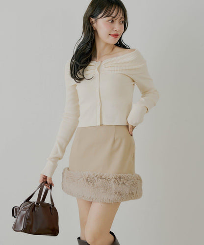 下襬毛絨緊身迷你裙