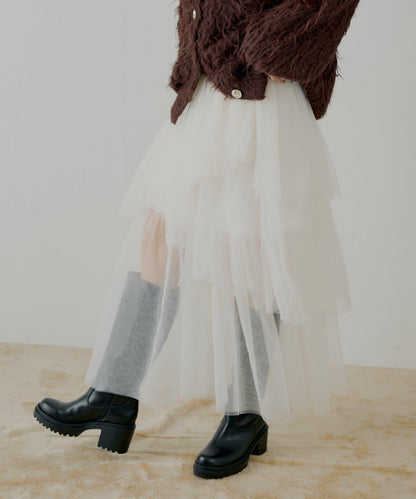 隨機網紗拼接傘裙