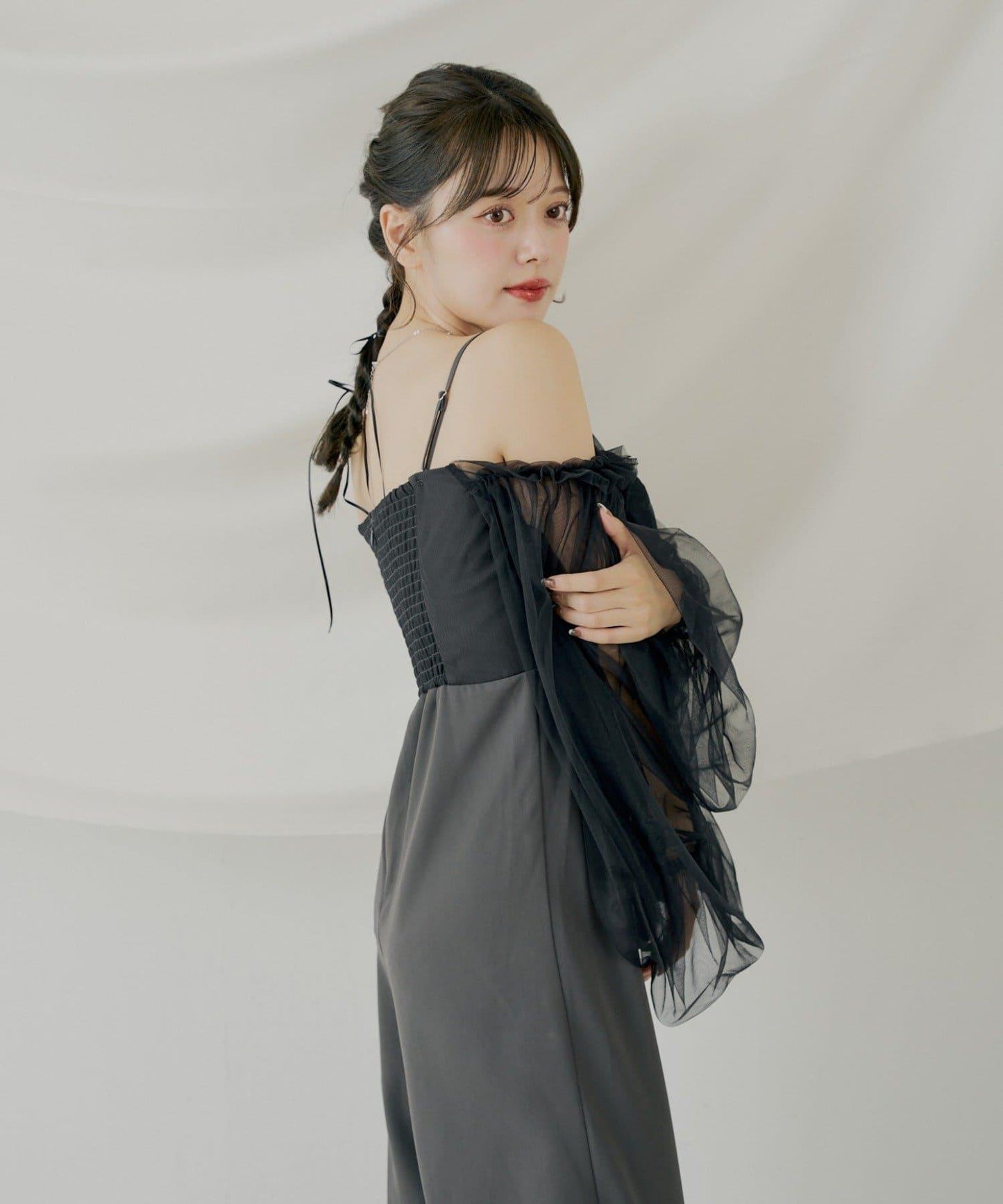 前綁帶拼接連體褲【SALON by Chico】