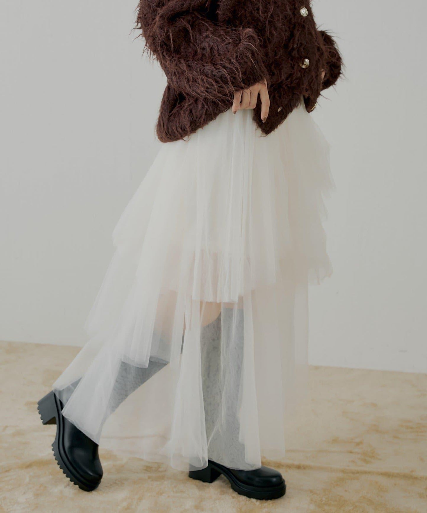 隨機網紗拼接傘裙