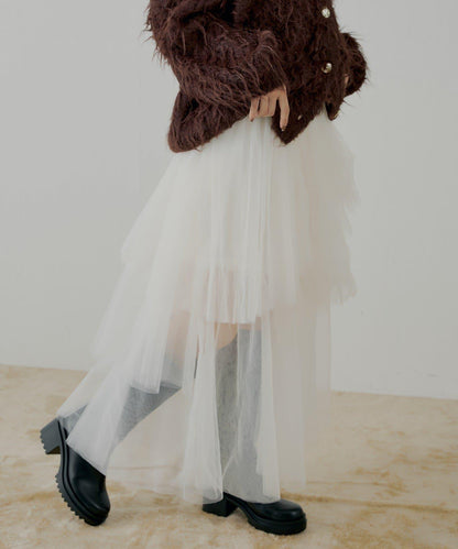 隨機網紗拼接傘裙