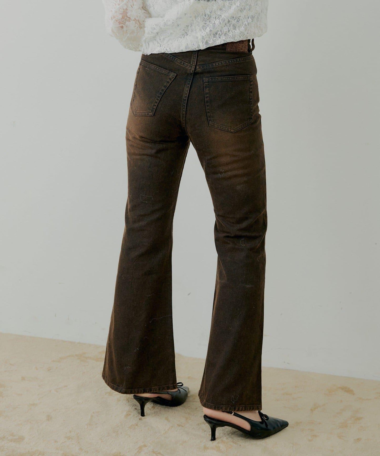 拼接補丁喇叭牛仔褲