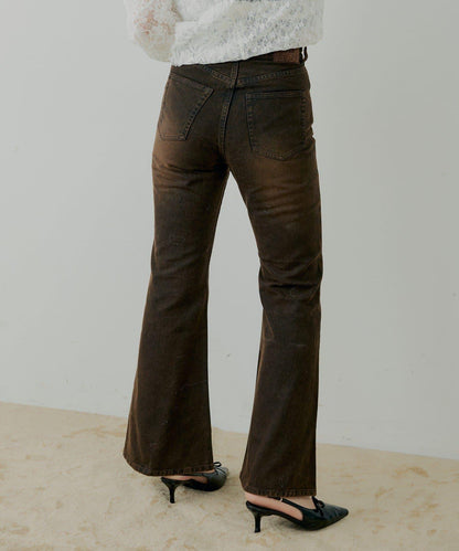 拼接補丁喇叭牛仔褲