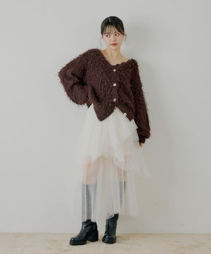 隨機網紗拼接傘裙