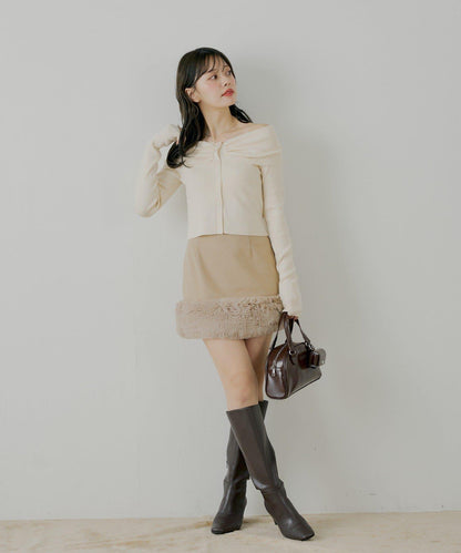 下襬毛絨緊身迷你裙