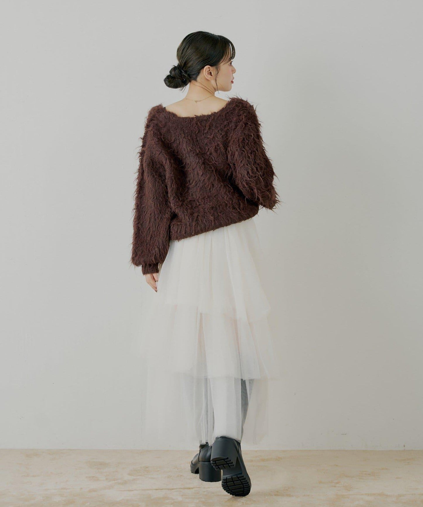 隨機網紗拼接傘裙