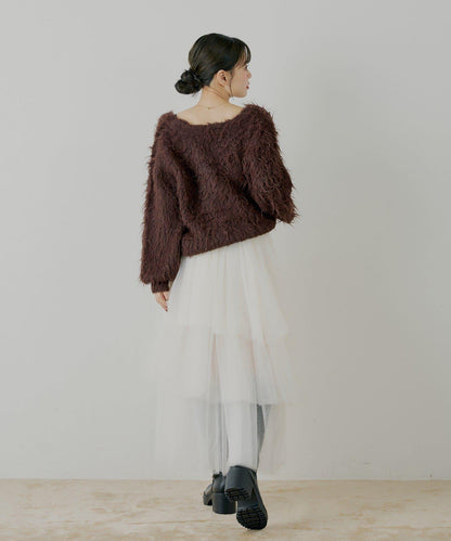 隨機網紗拼接傘裙