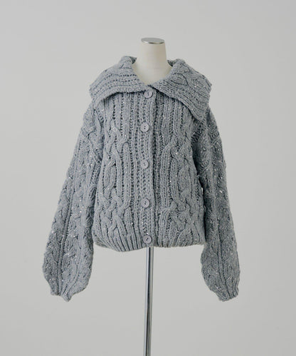 亮片編織寬鬆開衫